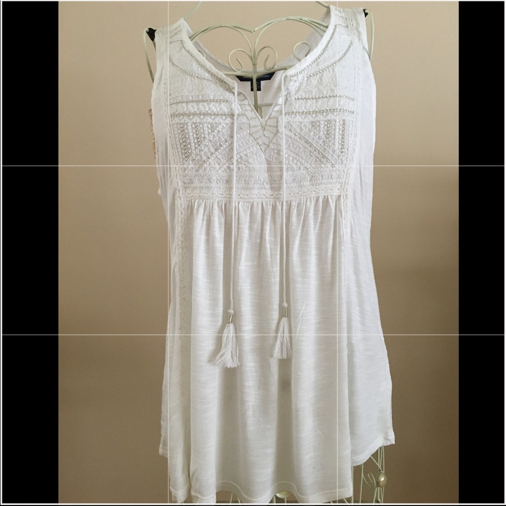 White Embroidery Tank